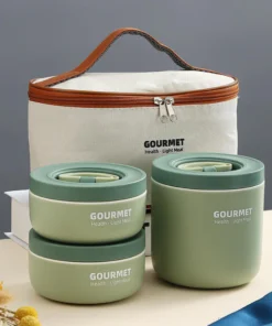 Alternative view of 3 Piece Green Gourmet Stainless Steel Lunch Box With Bag