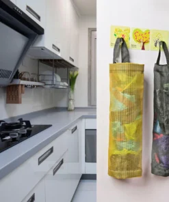 Hanging Folding Mesh Garbage Bag Organizer